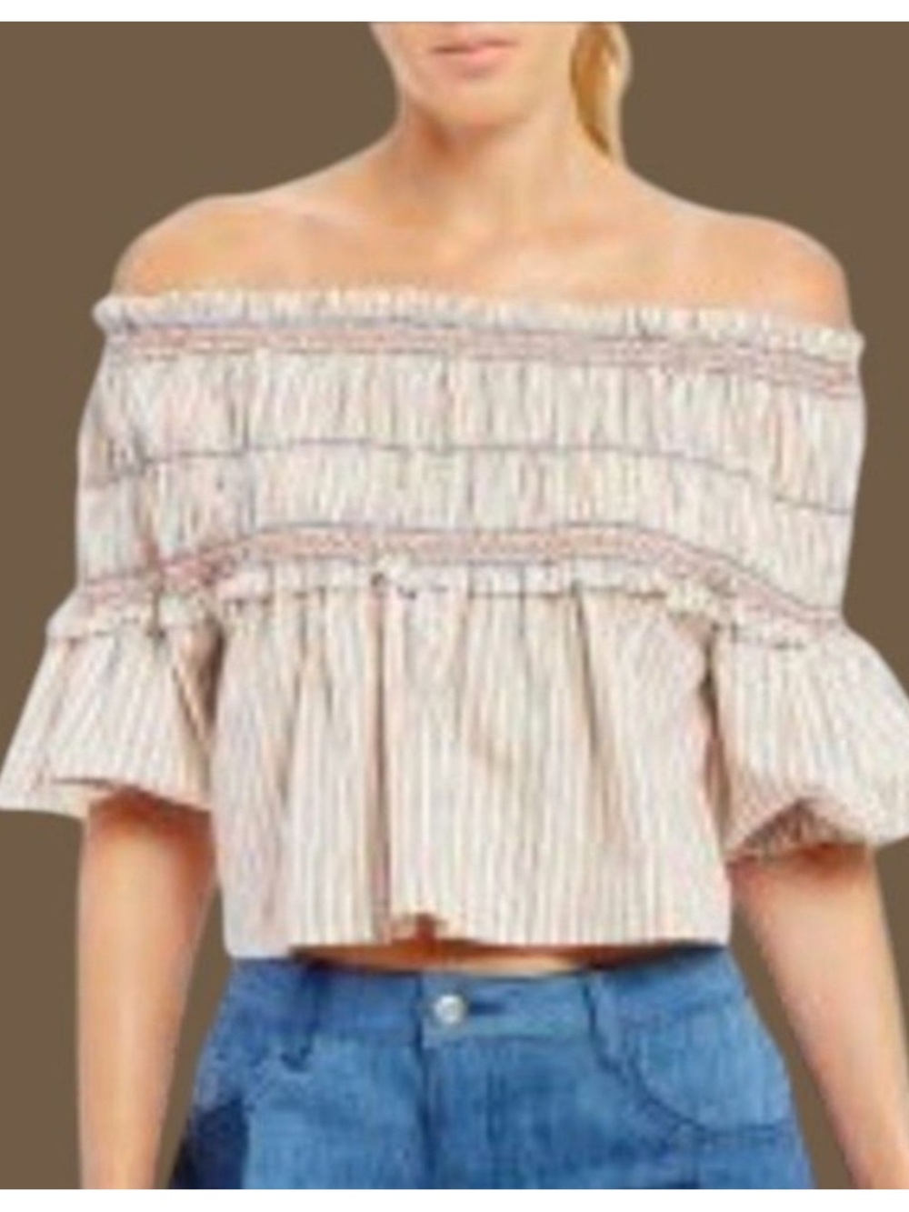 Gianni Bini Pink Striped Off-the-Shoulder Top